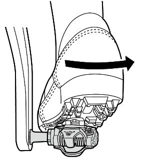Note: 1. The cleat has an adjustment range of 5 mm right to left. After tightening the cleat, practice engaging and releasing one shoe at a time. Readjust to determine the best cleat position.
