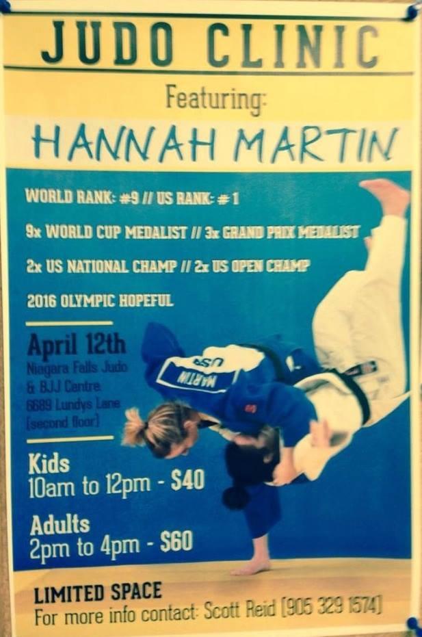 Niagara Falls, ON JMJC athlete, Hannah Martin conducted a clinic on April 12 th at the