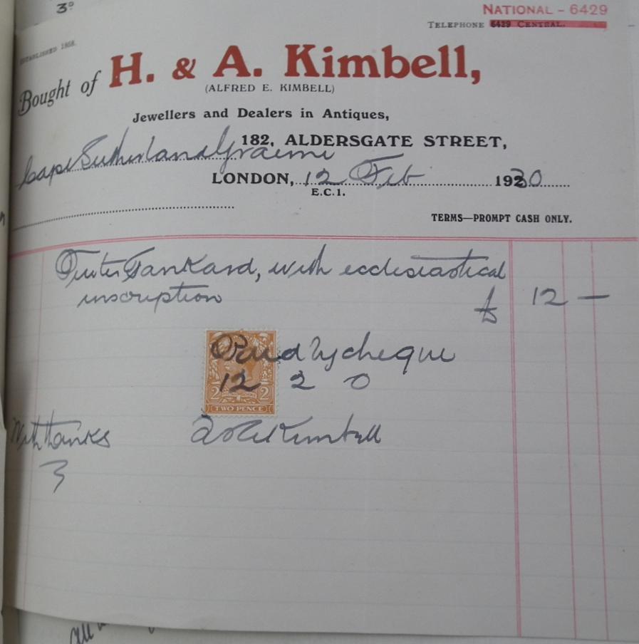 1930 Alfred E Kimbell and his brother - a researcher writes - Both Kimbells were trained as Jewellers by a Father who was originally a Silversmith.