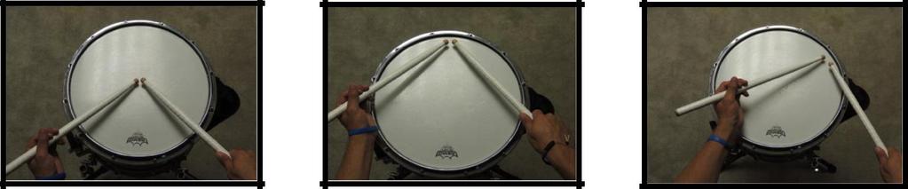 Stick Positions: Beads are 1/2 apart, splitting the center of the drumhead Beads are 1/2 above the center of the drumhead On a 14 snare drum, the right