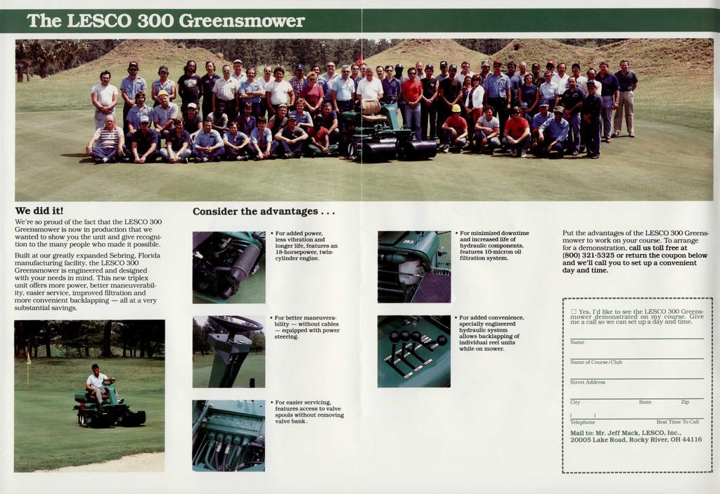 The LESCO 300 Greensmower We did it!