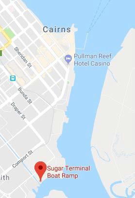 Mini G Course: Map showing course to get from Sugar Terminal Boat Ramp, Trawler Base Rd Portsmith to race start at Eastern end of Marlin Marina.
