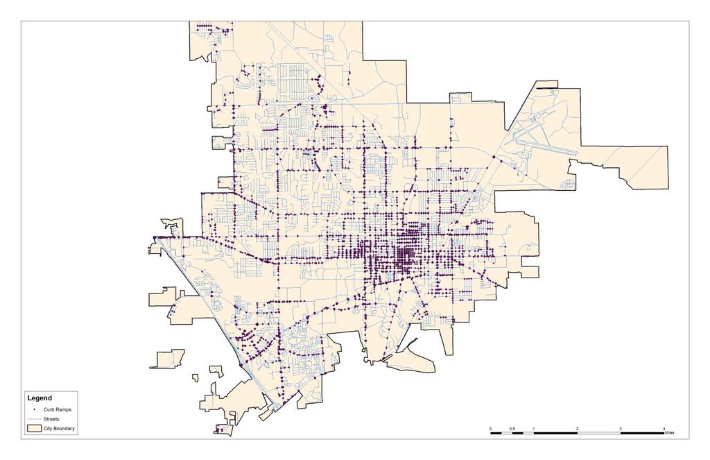 2.3 CURB RAMPS In 2013, the evaluated all intersections within City limits and developed a GIS inventory of curb ramps on public streets.