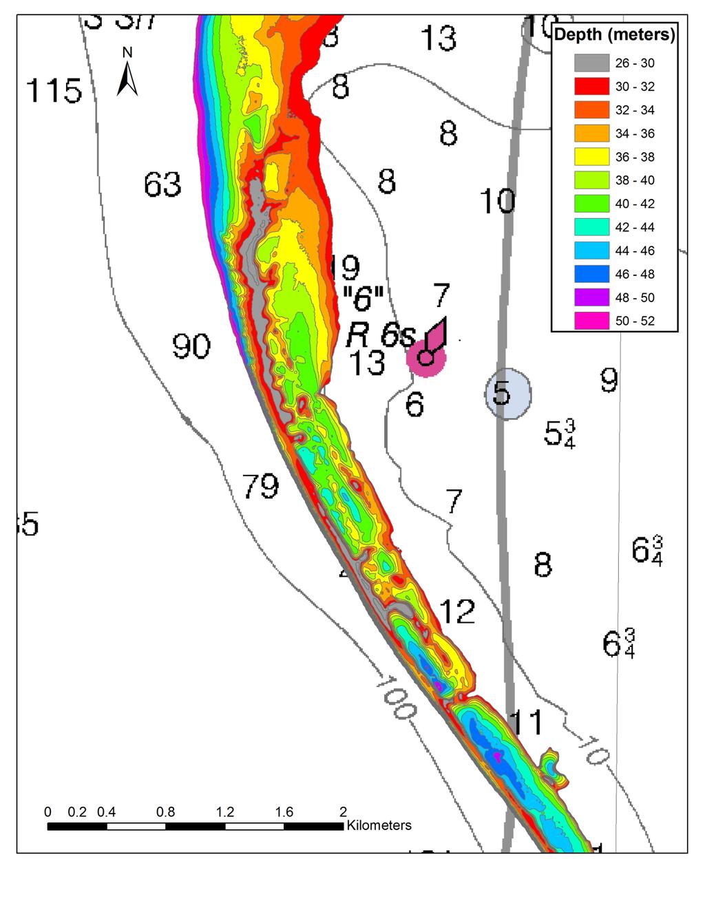 Figure 3. Bathymetry of the mesophotic study area at Abrir La Sierra. Source data: http://ccma.nos.noaa.
