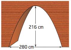 VERTEX FORM APPLICATION QUESTIONS 1. Suppose a parabolic archway has a width of 280 cm and a height of 216 cm at its highest point above the floor.