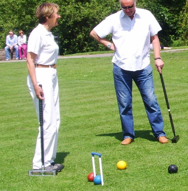 Good luck with the red ball Jean!!! Even the mallet may baulk at your chances! Alternative Croquet Games to develop new skills and mental agility! Ricochet Played like golf croquet.
