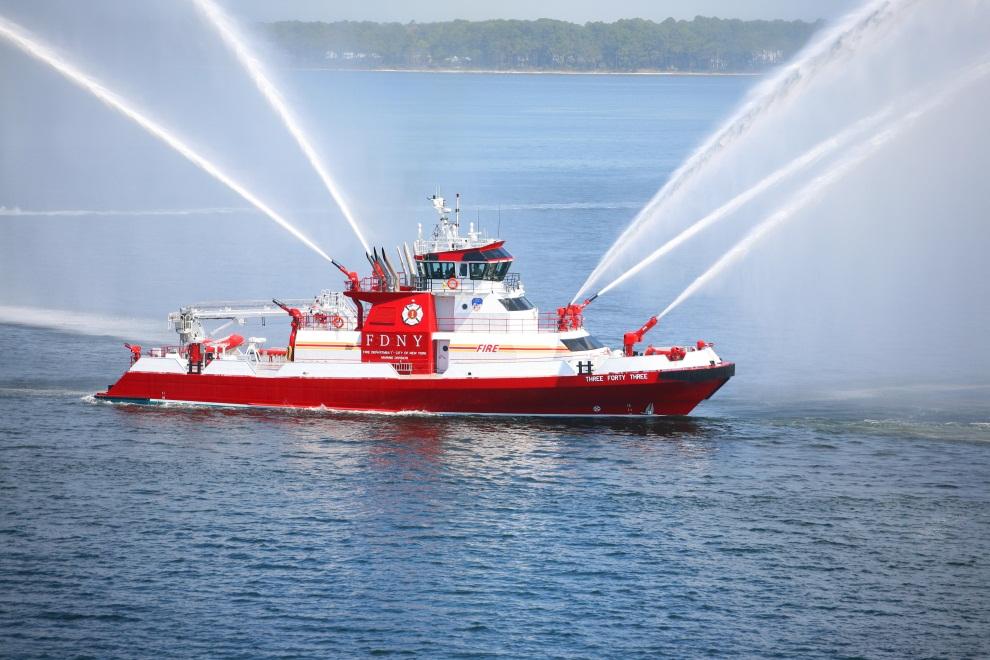 NEW YORK FIREBOAT - Three-Forty-Three One of the newest fireboats is currently in use by the New York Fire Department.