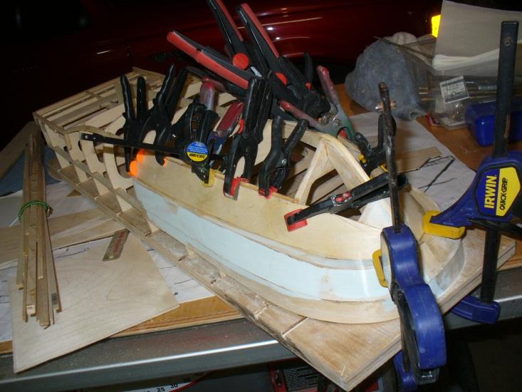 I would cut the foam half hull into as many sections as needed for cross