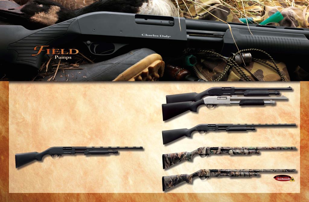 New for 2003 Charles Daly 20 gauge Field Grade and Youth model pump action shotguns are available for the first time in Advantage Timber HD adding to an incredible variety of choices for hunters.