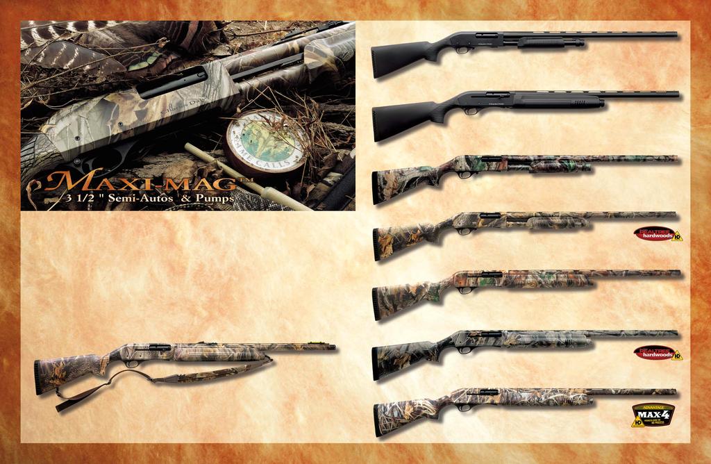 FIELD HUNTER MM VR-MC PUMP Multichoked in 24", 26" or 28" interchangeable barrels Lightweight aluminum alloy receiver and synthetic stocks Factory ported barrels FIELD HUNTER MM SEMI-AUTO Multichoked