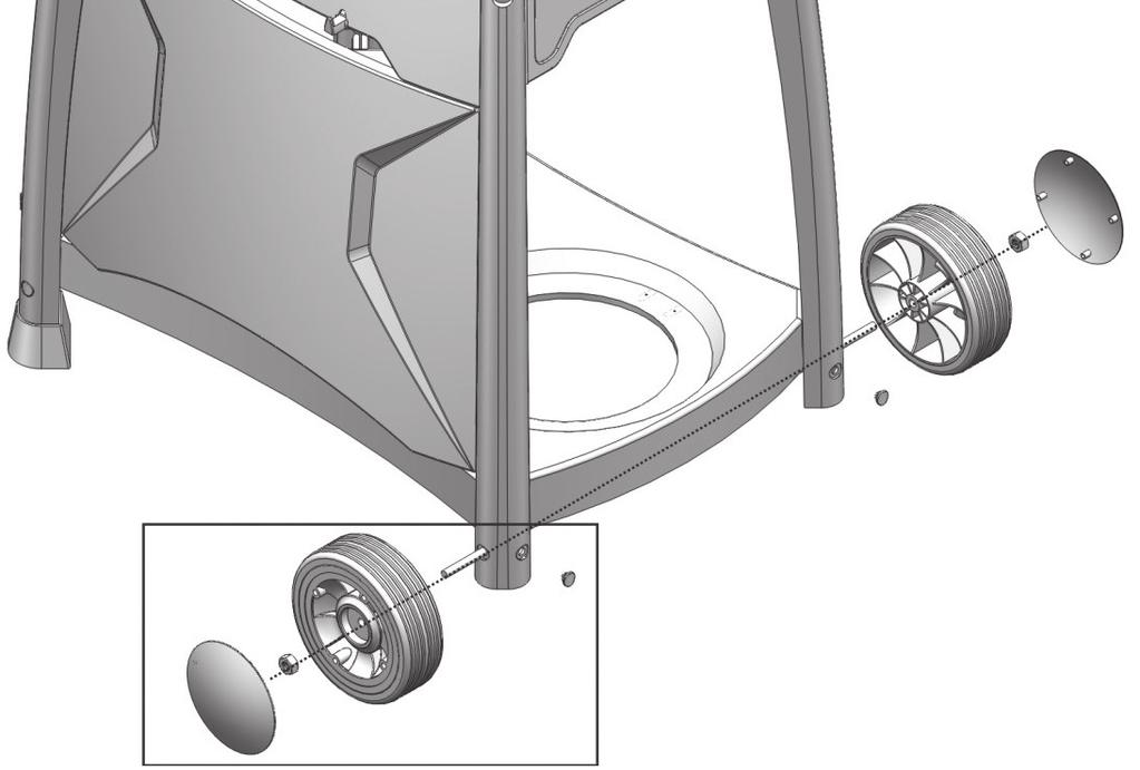 legs as shown, attach the wheels using