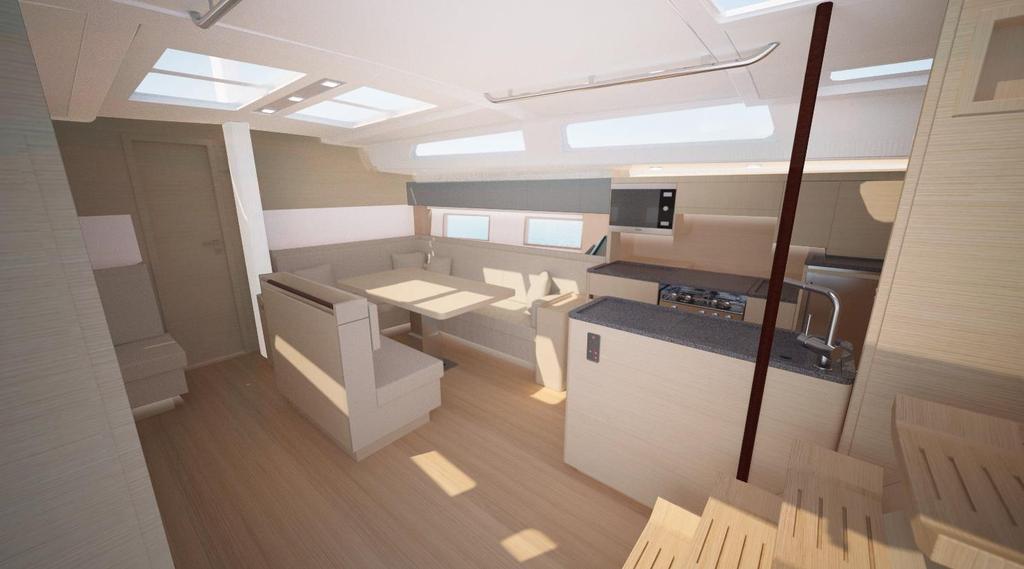PK 13.07.2017 14 Concept Furniture Design With its innovative and modern furniture design, the Hanse 548 is an extraordinary yacht.