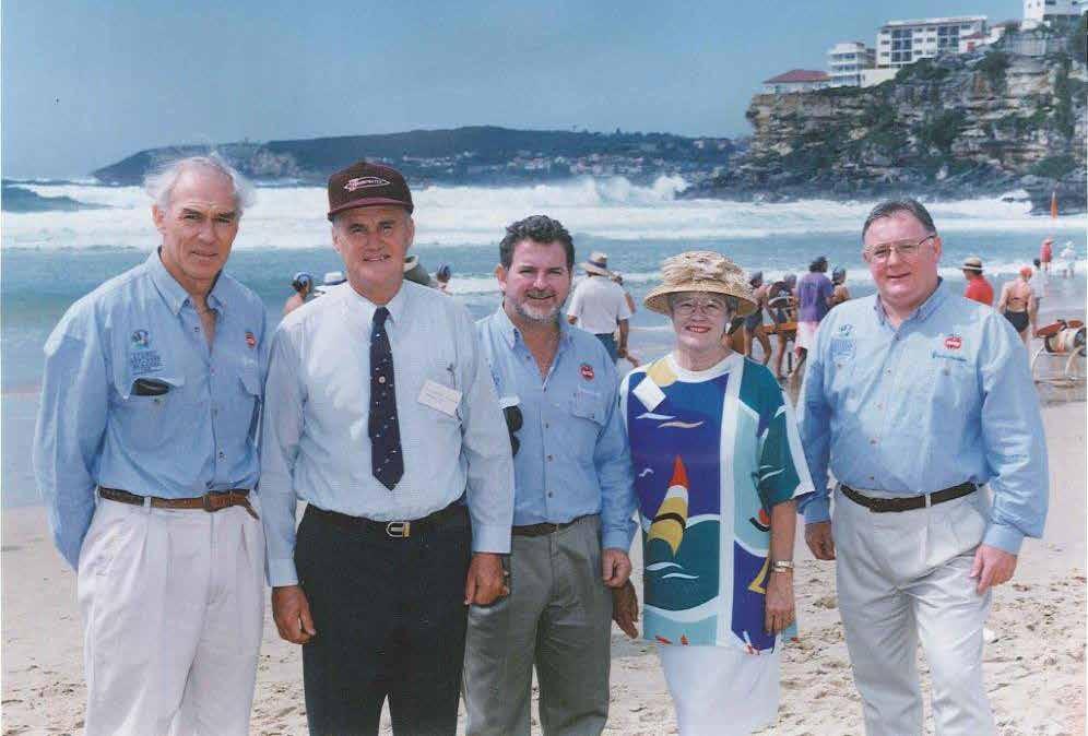 WE SAY FAREWELL TO A LONG-TERM SPONSOR Flashback: Jeff Andrew, Peter Sinclair [former Governor of NSW], Peter King, Peter Sinclair s wife Shirley and Mike Slater at Freshwater Beach for the first