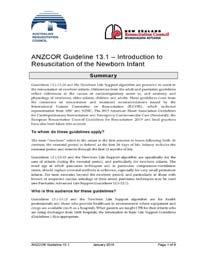 Australian & New Zealand Committee on Resuscitation (ANZCOR) Section 13.1 13.10 Neonatal Guidelines Published January 2016 Available for download at www.resus.org.au Key references 1.