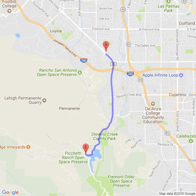 Leg 28: 3.6 miles, Easy No turns. 0.0 Foothill Expwy. at Arboretum Dr. Foothill Blvd. to Stevens Canyon Rd.