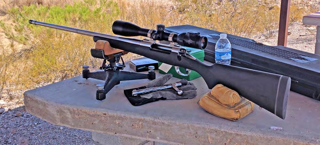 For the July 1,000 yard shoot, I was getting ready to deliver a left hand Lazzeroni mountain rifle, in caliber 7.82 Warbird with the Swarovski 3-18X50 with engraved drop compensator and 4-W reticle.