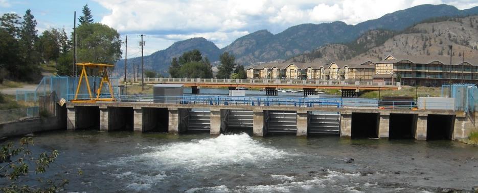 (limited access) Dam at outlet of Okanagan Lake constructed in