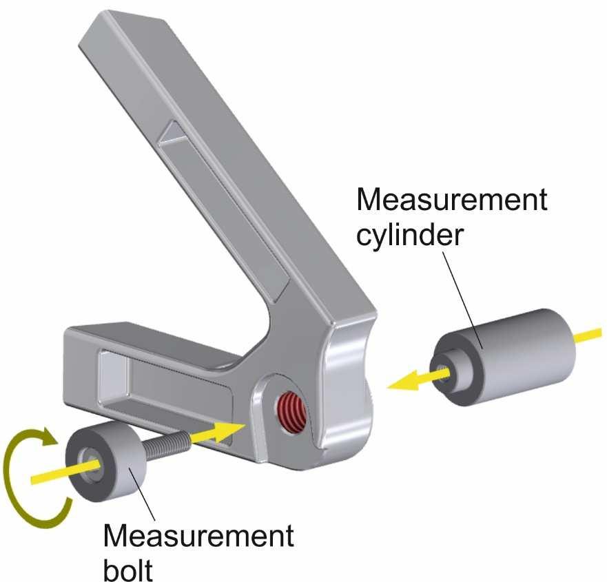 Syntace V2: - Sprocket side right-hand side The measurement cylinder must always be positioned against the outer dropout face / the measurement bolt must always be positioned against the inside