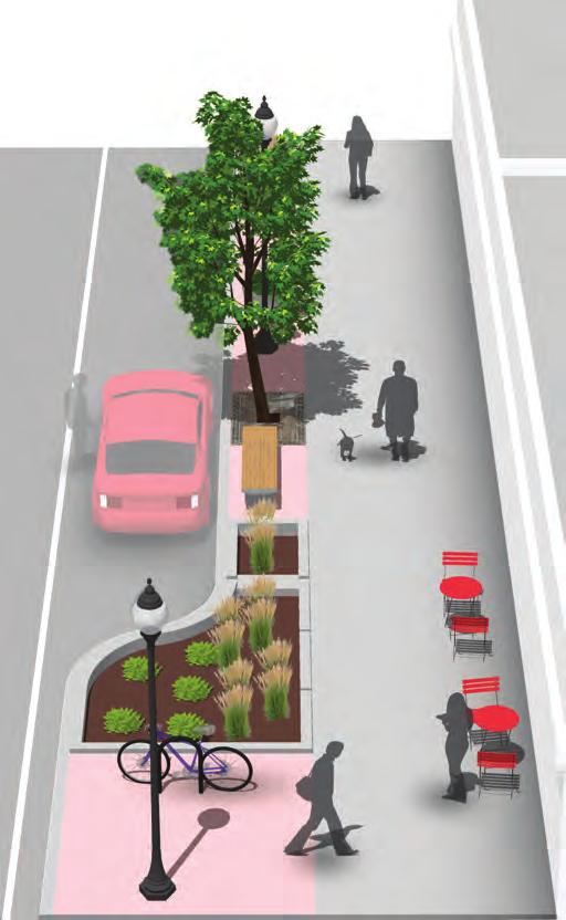 Chapter 4 Design Guidance Pedestrian Amenities Pedestrian Amenities Street Trees In addition to their aesthetic and environmental value, street trees can slow traffic and improve safety for