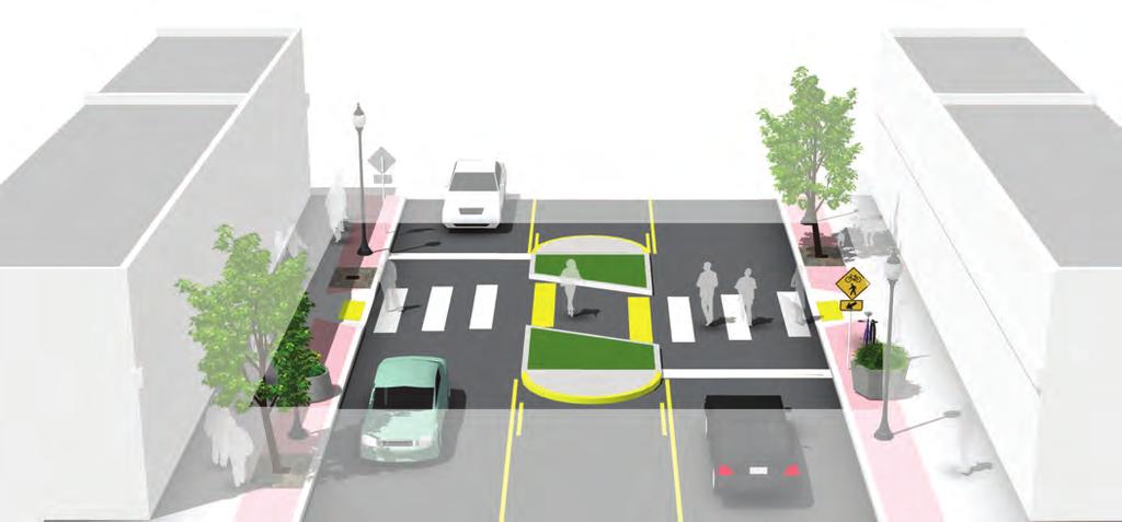 Bellingham Pedestrian Master Plan Reducing Crossing Distance Median Refuge Islands Guidance Refuge islands can be applied on any roadway with more than two lanes of traffic.