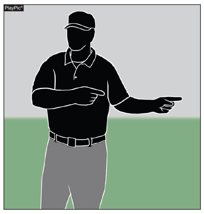 Umpire signals: Correct rotation In three- and four-umpire mechanics, umpires can signal to partners which direction they will be rotating to a specific base for