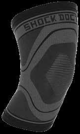 Contoured compression fit around knee joint Elastic knit forms to shape of knee and leg Sizes: Knee (cm) Color: Black/Grey-0107 XS-32 XXX S-32 31.1-33.