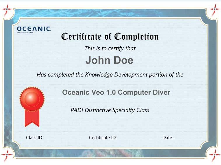 Attachment I Certificate of Completion of Knowledge