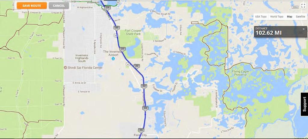 STAGE #1 102 MILE BIKE Mile 28-35 28-35 Continue SOUTH on Withlacoochee State Trail. 28.3 Restrooms and water at Wallace Brooks Park on left.