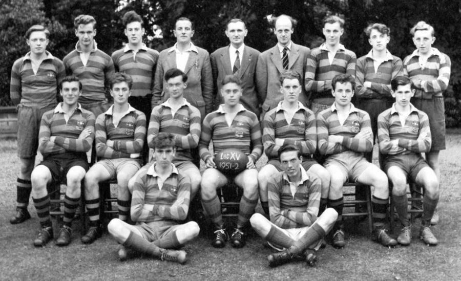 Rugby 1 st XV Sport 1951-52 Boys The photo was sent in by Jacqueline Leonard. The names have been provided by Peter Fisher. Thank you.