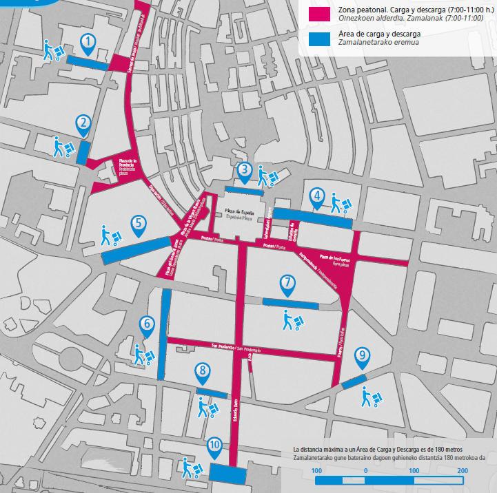 Freight distribution Until 2014, freight distribution was allowed in the city centre pedestrian streets until 12:00 AM.