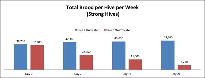 contained the highest overall mite-drop count during treatment with 50 mites. This is a reasonable result given it was the most populous hive.