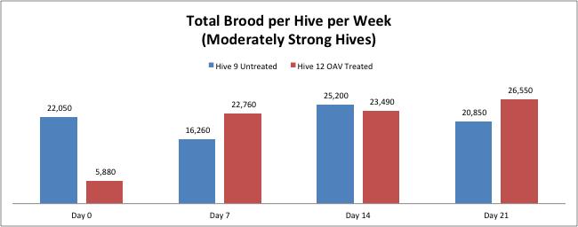 Fig. 6 MODDERATELY STRONG HIVES Results for the two moderately strong hives were not as clear-cut. Hive #9 (untreated) swarmed at an undetermined time prior the start of the test.