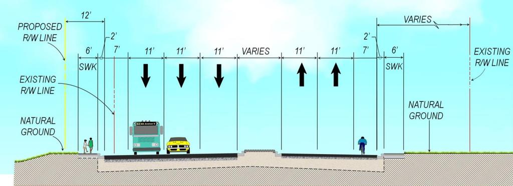 Overview of Preferred Alternative 4 lane divided