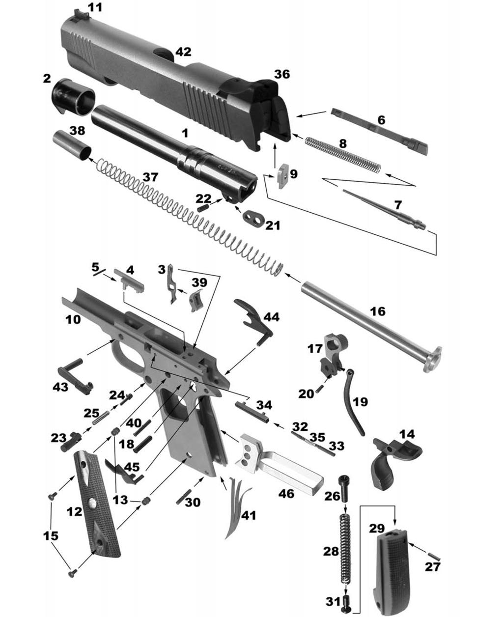 1911 Pistol Parts Replacement parts fit Colt, Springfield, all 1911 manufacturers Top quality parts, CNC