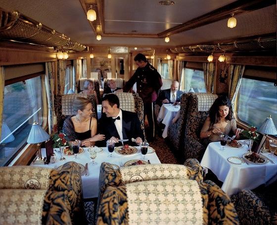 Liveried stewards await with a red carpet welcome and show you to your plush armchair seats. Intricate marquetry, hand sewn fabrics and mosaic floors make this beautiful train a moving piece of art.