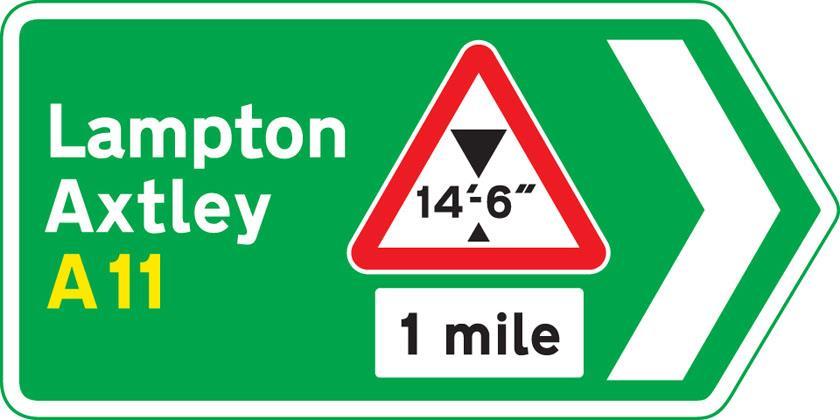 White panels indicate local or nonprimary routes leading from the junction ahead.