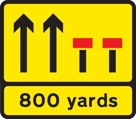 Temporary hazard at road works Temporary lane closure (the number and