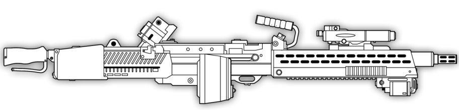 ASA M3 Hydra IMAG [9mm HE] 16 kg, Ammo 2 kg, 122 cm, Recoil 7, 9mm HE x 250 ROF 3D+4 1.