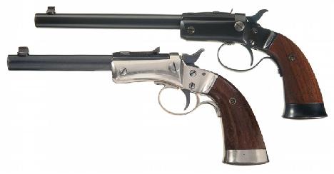 Handguns include the single-shot pistols, Derringers, revolvers and auto-loading pistols (automatics). 1. Single-shot pistol has one firing chamber, which is part of the barrel.