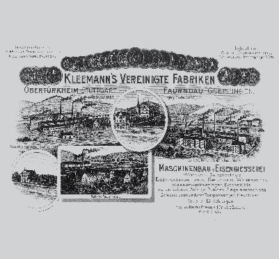 Hildenbrand from Göppingen Faurndau. Heinrich Kleemann becomes owner of the merged companies Kleemann and Hildenbrand.