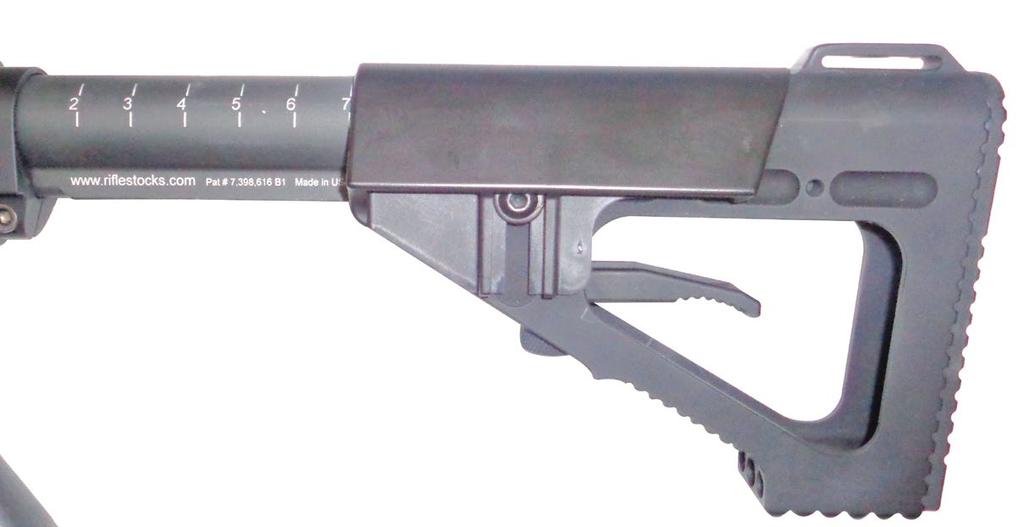 ABOVE: The ACE Hammer aluminum stock assembly is very well made and has 7 positions.