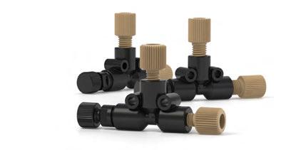 141 Micro-Metering Valves Flow rates as low as 3.5 µl/min* 1/4-28 flat-bottom and 10-32 coned designs available Materials of construction: PEEK, PTFE * At 1.