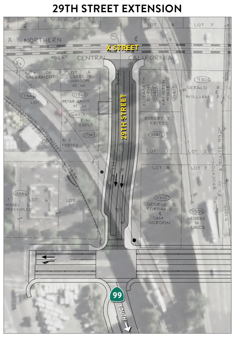 Proposed Improvements 29 th Street Extension 2-lane, one-way roadway from X Street to