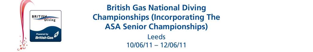 British Gas National Diving Championships (incorporating The ASA Senior Championships) 2011 Confirmation Pack.