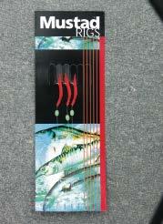 Rigs T1 SIZE 6/0 Rigs T16 SIZE 4 3 HOOKS COLOURED COD FEATHER TRACE Small worm rig with an upstream luminous bead Traditional mackerel feather rig with three hooks Mustad- 4399001 T1-6/0-31 T17A SIZE