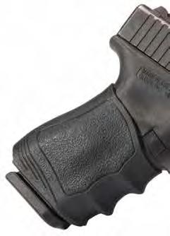 ..(# 05127) Slip-On Grips Large Frame Semi-Autos Model 2 with Finger Grooves Gripper TM Large Slip-On Combat finger groove design fits standard large automatic pistols with double stack magazines.