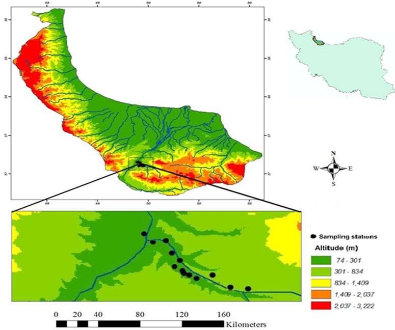 Ianian Journal of Fisheries Sciences 16(2) 2017 735 Figure 1: Location of Alborz Province, Shahrbijar River and sampling points.
