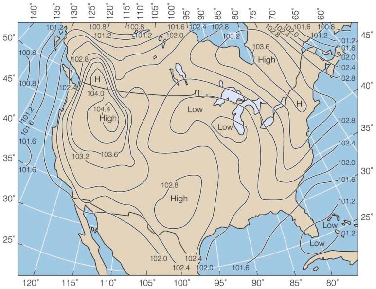 Pressure-gradient force Air always moves from an area of high pressure to an area of low pressure, the stronger the pressure gradient, the stronger the resulting flow of air Places of equal
