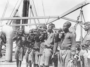 board the HMT HYMETTUS. IWM (Q15592) German East African campaign.