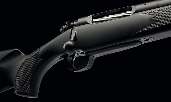 Traditional style of the stock with an in-line buttstock is a hunting classics.